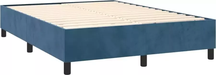 VidaXL -Boxspring-met-matras-fluweel-donkerblauw-140x190-cm - Foto 4