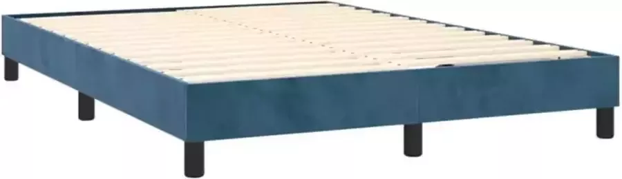 Vida XL Boxspring met matras fluweel donkerblauw 140x200 cm SKU: V3144337 - Foto 5