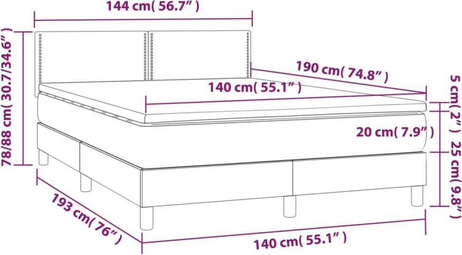 VidaXL -Boxspring-met-matras-fluweel-donkergrijs-140x190-cm