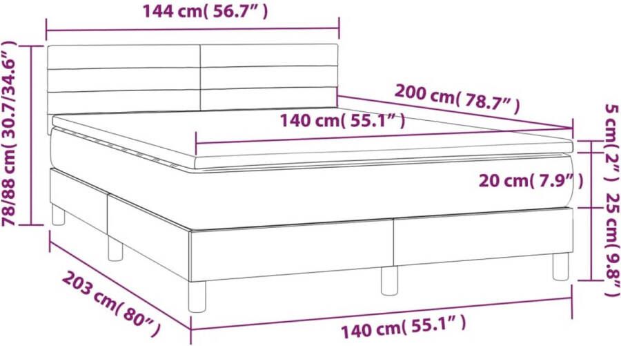 VidaXL -Boxspring-met-matras-fluweel-donkergrijs-140x200-cm