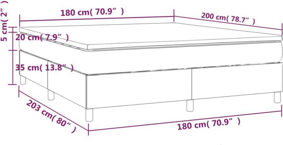 Vida XL Boxspring met matras fluweel donkergrijs 180x200 cm SKU: V3144694 - Foto 2