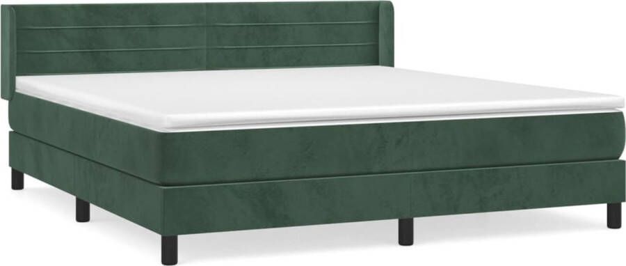 VidaXL Boxspring Fluweel Donkergroen 160x200 cm Boxspringbed Fluweel Bed Donkergroen Bed Verstelbare Hoofdbord Pocketvering Matras Middenhard Matras Luxe Bed - Foto 3