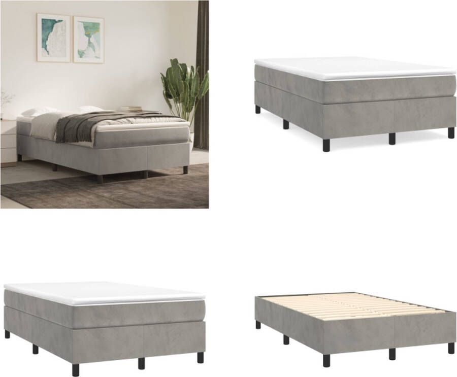 VidaXL Boxspringbed Fluweel Pocketvering Middelhard Huidvriendelijk Donkerblauw 203 x 100 x 118 128 cm 100 x 200 x 20 cm 100 x 200 x 5 cm Bed Inclusief Reiniger