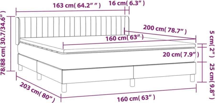 VidaXL -Boxspring-met-matras-fluweel-lichtgrijs-160x200-cm - Foto 5