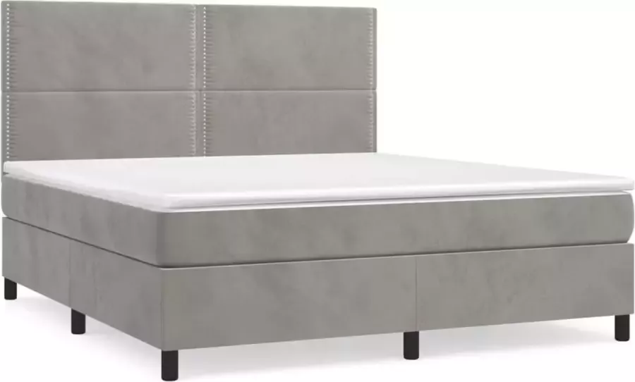 VidaXL -Boxspring-met-matras-fluweel-lichtgrijs-180x200-cm - Foto 3