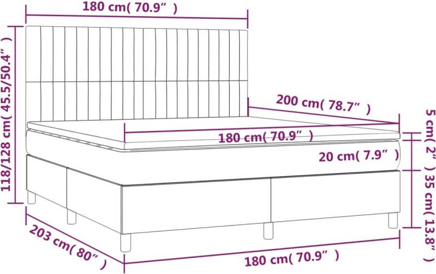 VidaXL -Boxspring-met-matras-fluweel-lichtgrijs-180x200-cm - Foto 2