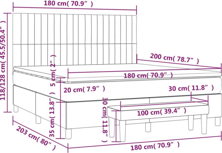 VidaXL -Boxspring-met-matras-fluweel-lichtgrijs-180x200-cm - Foto 2