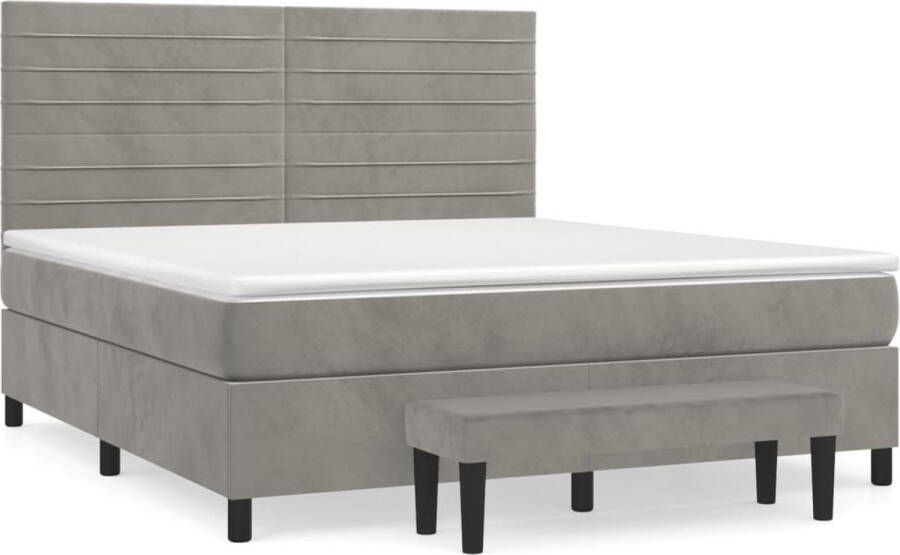VidaXL -Boxspring-met-matras-fluweel-lichtgrijs-180x200-cm - Foto 3