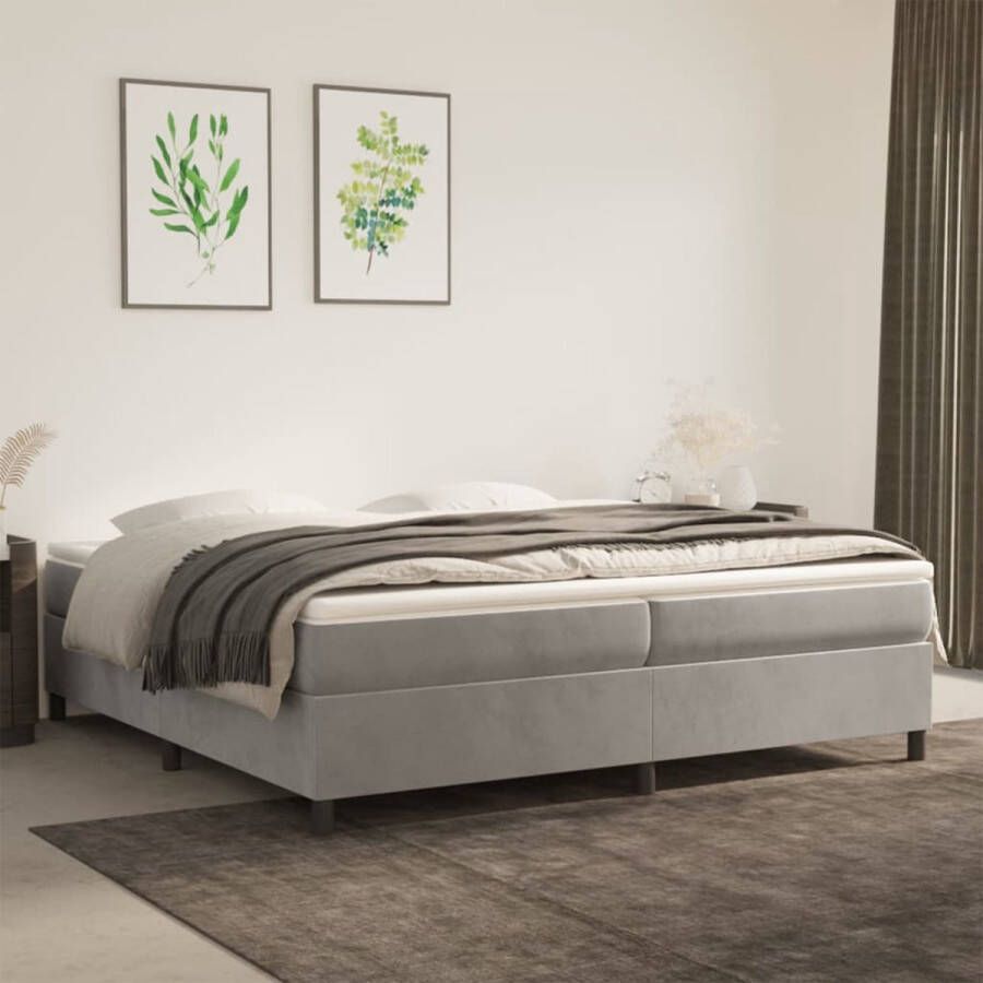 Vida XL Boxspring met matras fluweel lichtgrijs 200x200 cm SKU: V3144699 - Foto 4