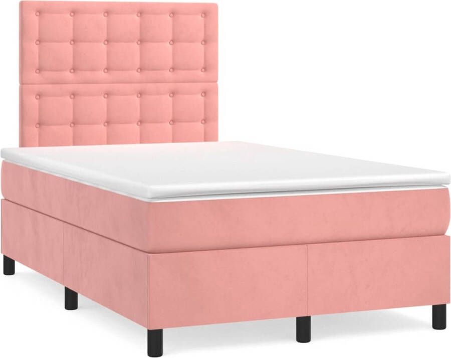 VidaXL -Boxspring-met-matras-fluweel-roze-120x200-cm - Foto 2