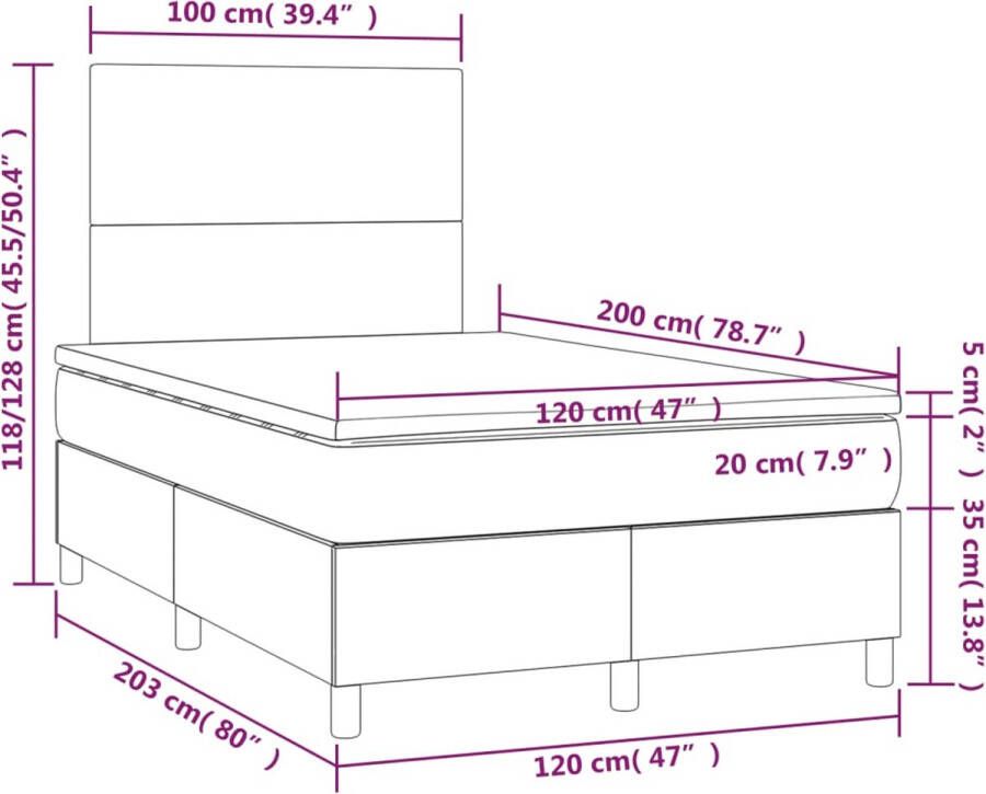 VidaXL -Boxspring-met-matras-fluweel-roze-120x200-cm