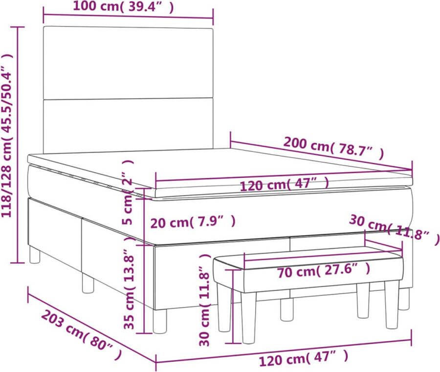 VidaXL -Boxspring-met-matras-fluweel-roze-120x200-cm