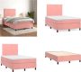 VidaXL Boxspring met matras fluweel roze 120x200 cm Boxspring Boxsprings Bed Slaapmeubel - Thumbnail 4