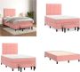 VidaXL Boxspring met matras fluweel roze 120x200 cm Boxspring Boxsprings Pocketveringbed Bed - Thumbnail 3