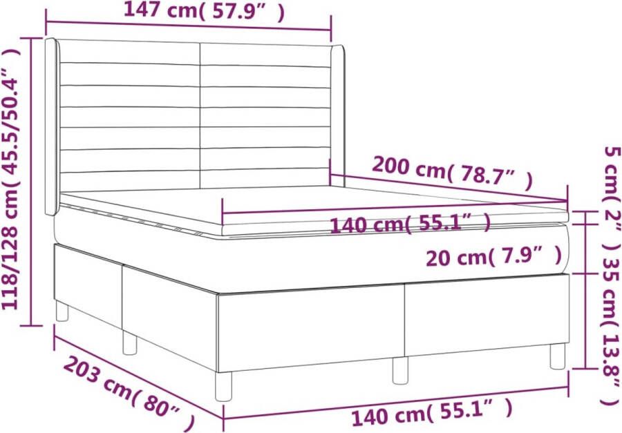 VidaXL -Boxspring-met-matras-fluweel-roze-140x200-cm - Foto 1