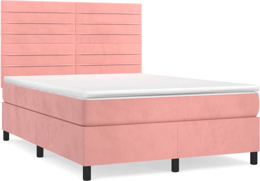 VidaXL -Boxspring-met-matras-fluweel-roze-140x200-cm - Foto 2