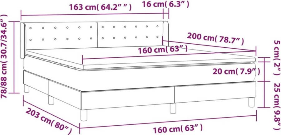 VidaXL -Boxspring-met-matras-fluweel-roze-160x200-cm - Foto 2