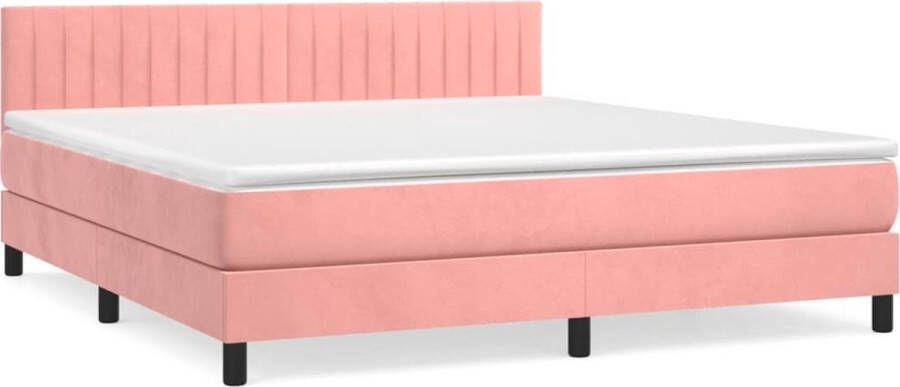 VidaXL -Boxspring-met-matras-fluweel-roze-160x200-cm - Foto 2