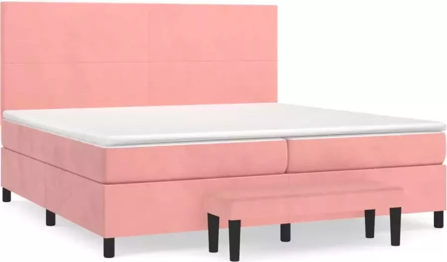 VidaXL -Boxspring-met-matras-fluweel-roze-200x200-cm - Foto 3