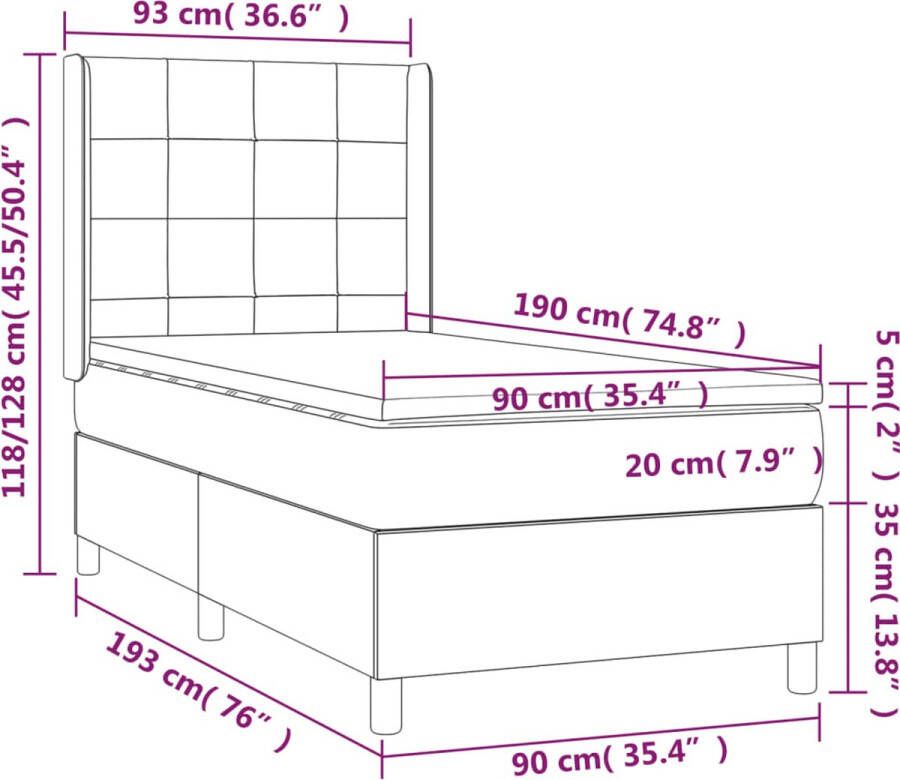 VidaXL -Boxspring-met-matras-fluweel-roze-90x190-cm - Foto 2