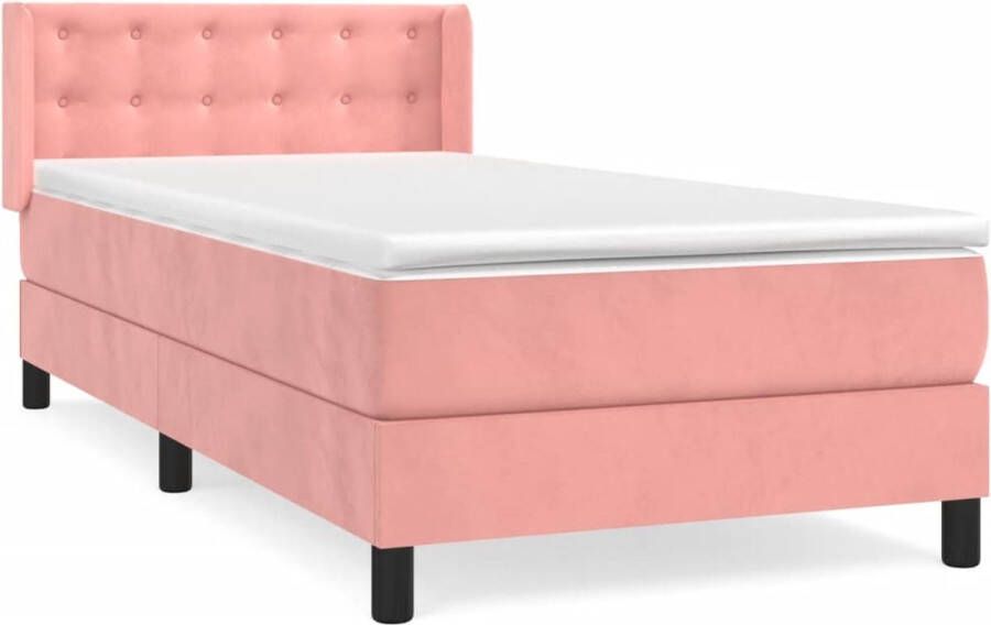 VidaXL -Boxspring-met-matras-fluweel-roze-90x190-cm - Foto 2