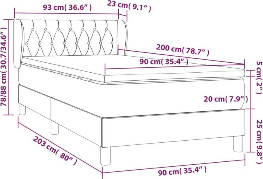 VidaXL -Boxspring-met-matras-fluweel-roze-90x200-cm - Foto 2