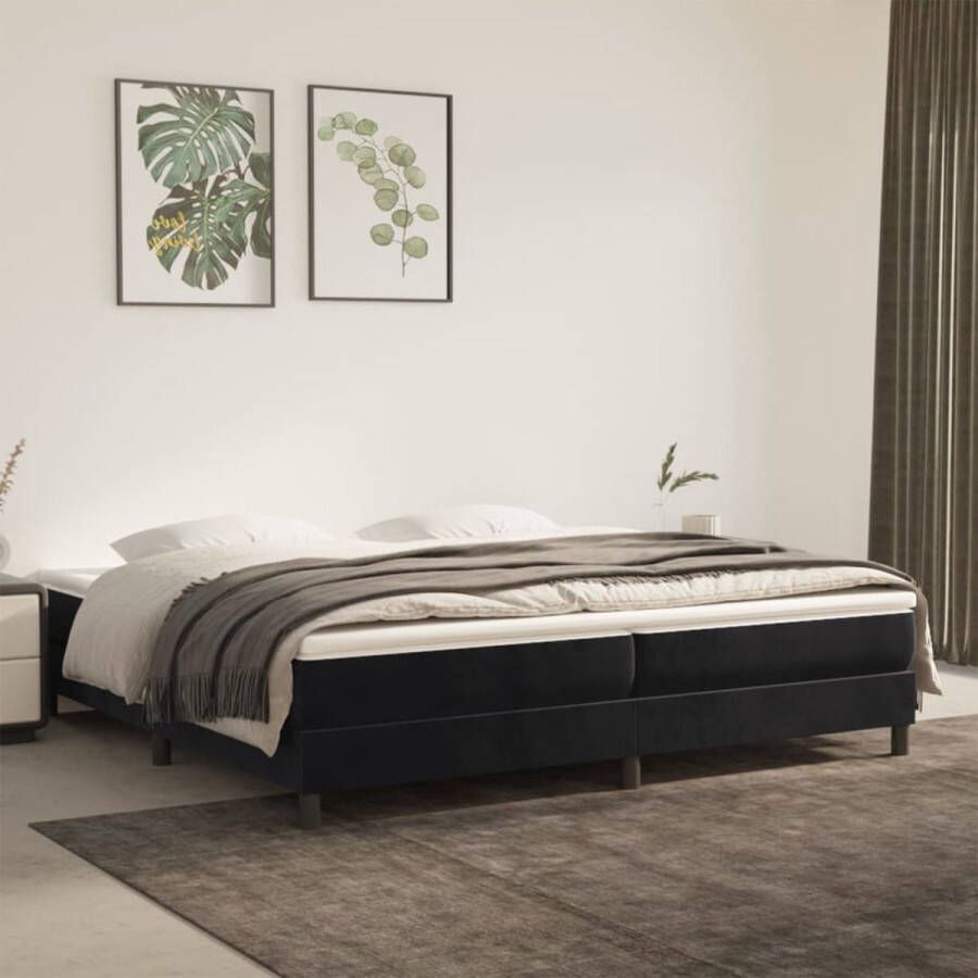 Vida XL Boxspring met matras fluweel zwart 200x200 cm SKU: V3144353 - Foto 2