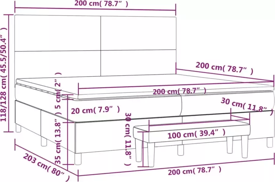 VidaXL -Boxspring-met-matras-fluweel-zwart-200x200-cm - Foto 3