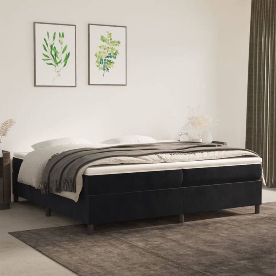 Vida XL Boxspring met matras fluweel zwart 200x200 cm SKU: V3144701 - Foto 2