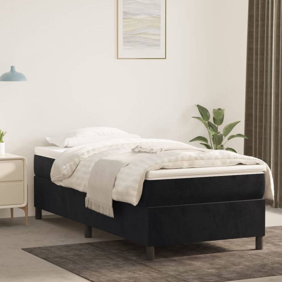 Vida XL Boxspring met matras fluweel zwart 90x190 cm SKU: V3144653 - Foto 3