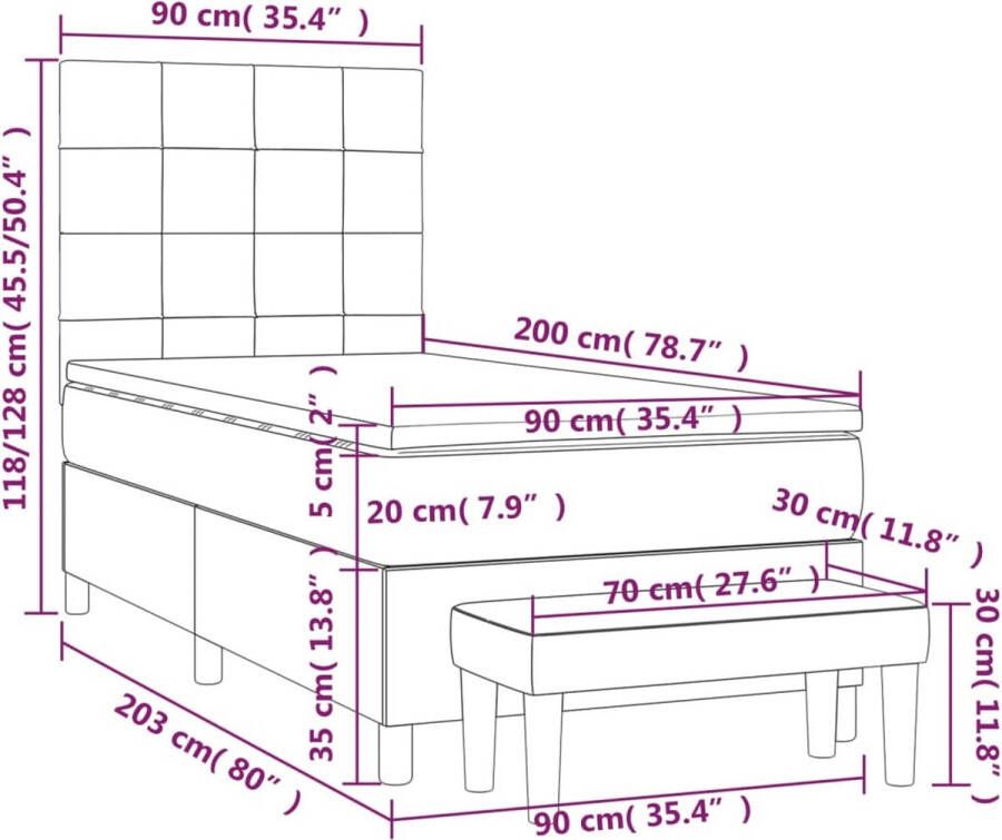 VidaXL -Boxspring-met-matras-fluweel-zwart-90x200-cm - Foto 2