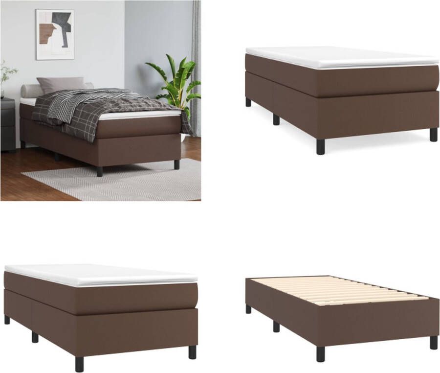 VidaXL Boxspring met matras kunstleer bruin 90x200 cm Boxspring Boxsprings Bed Slaapmeubel