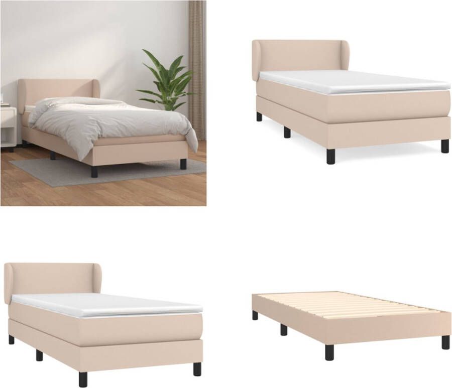 VidaXL Boxspring met matras kunstleer cappuccinokleurig 100x200 cm Boxspring Boxsprings Bed Slaapmeubel - Foto 2