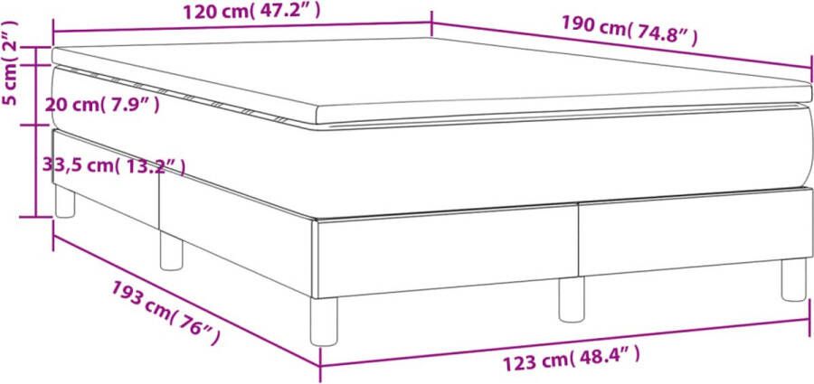 Vida XL Boxspring met matras stof donkergrijs 120x190 cm SKU: V3269691 - Foto 2