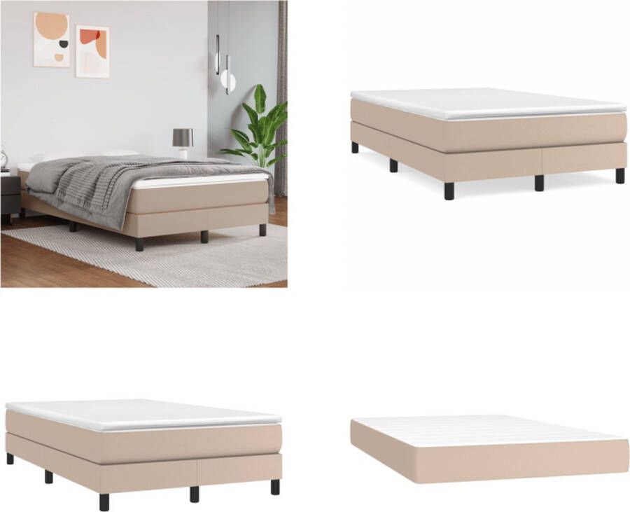 VidaXL Boxspring met matras kunstleer cappuccinokleurig 120x200 cm Boxspring Boxsprings Bed Slaapmeubel - Foto 3
