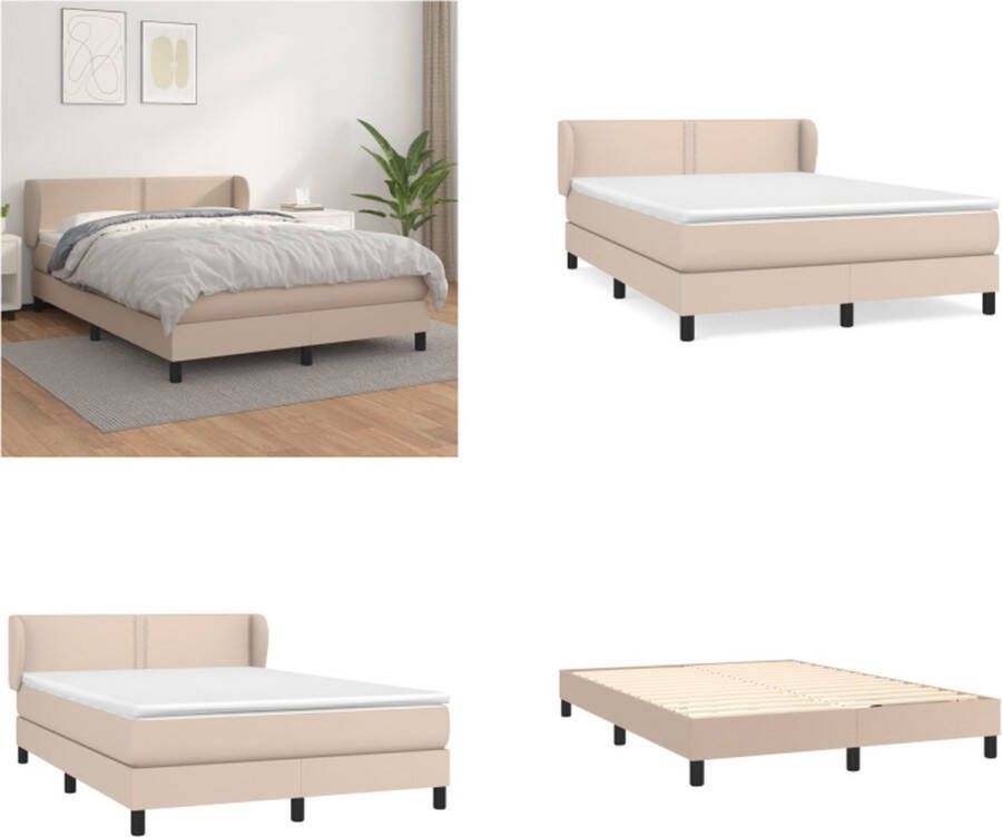 VidaXL Boxspring met matras kunstleer cappuccinokleurig 140x200 cm Boxspring Boxsprings Bed Slaapmeubel