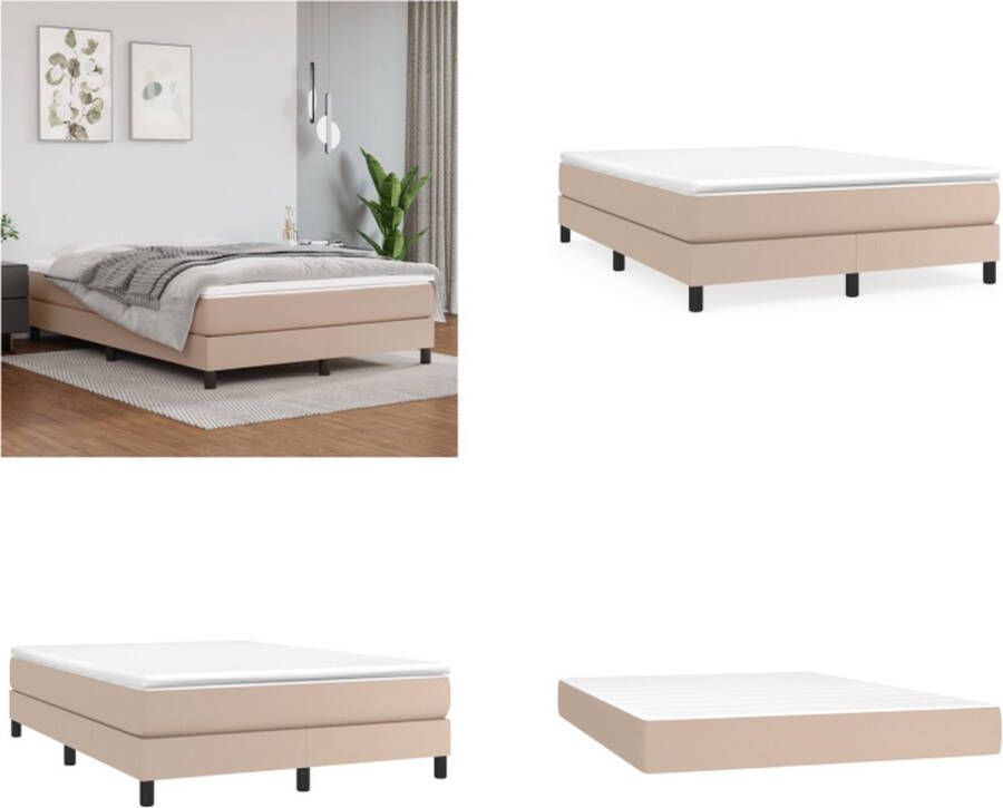 VidaXL Boxspring met matras kunstleer cappuccinokleurig 140x200 cm Boxspring Boxsprings Bed Slaapmeubel