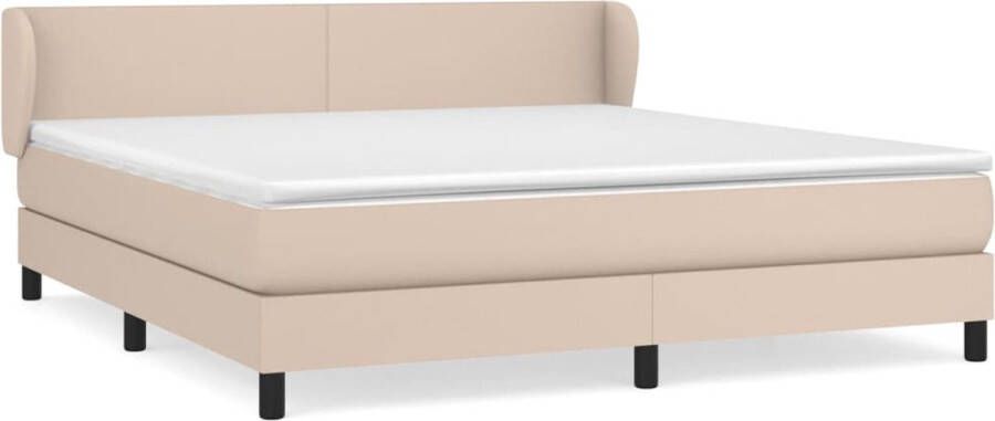 VidaXL Boxspring met matras kunstleer cappuccinokleurig 160x200 cm - Foto 6