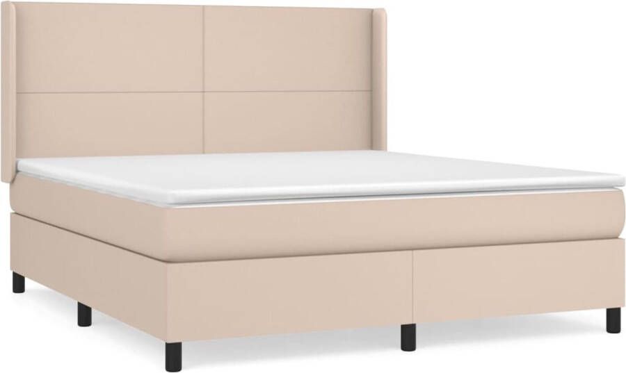 VidaXL Boxspring met matras kunstleer cappuccinokleurig 160x200 cm - Foto 2