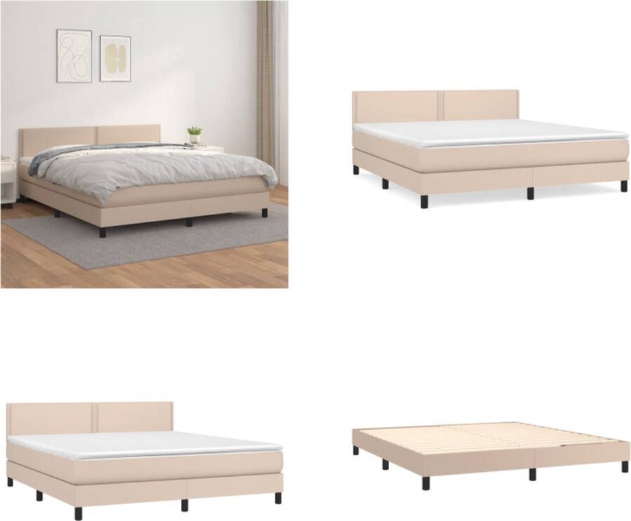 VidaXL Boxspring met matras kunstleer cappuccinokleurig 160x200 cm Boxspring Boxsprings Bed Slaapmeubel - Foto 2