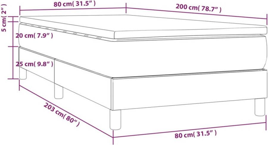 VidaXL -Boxspring-met-matras-kunstleer-cappuccinokleurig-80x200-cm - Foto 2