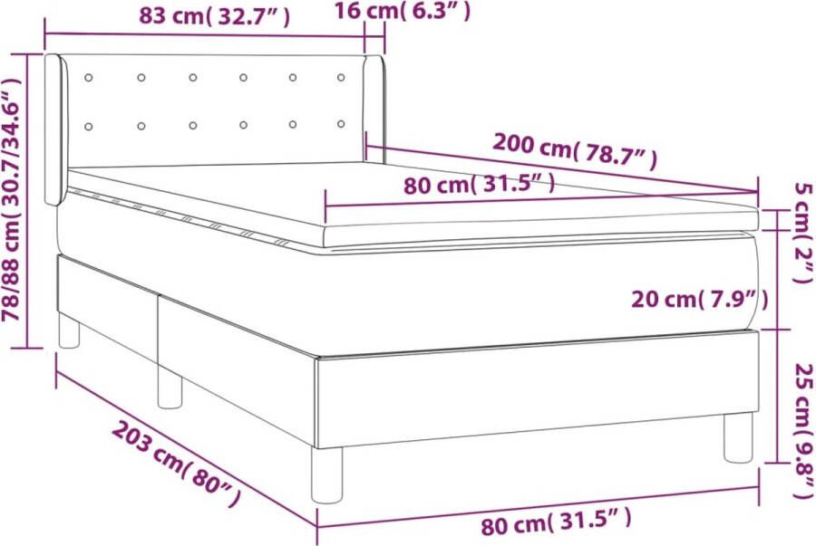 VidaXL -Boxspring-met-matras-kunstleer-cappuccinokleurig-80x200-cm - Foto 3