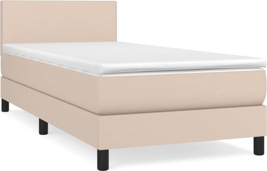 VidaXL -Boxspring-met-matras-kunstleer-cappuccinokleurig-80x200-cm - Foto 4