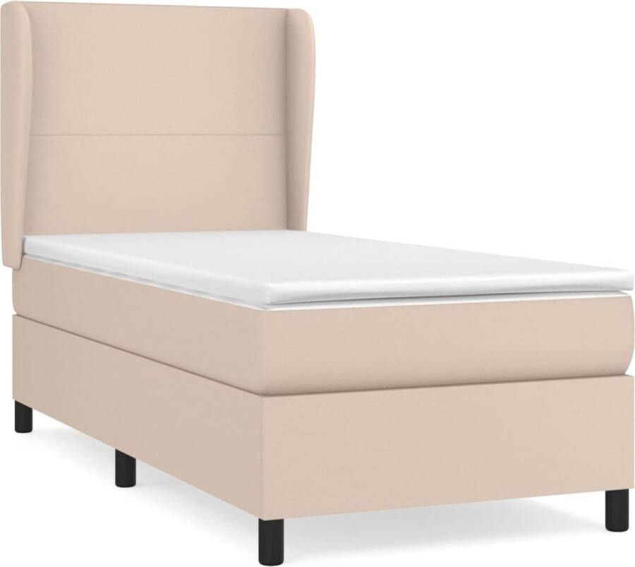 VidaXL -Boxspring-met-matras-kunstleer-cappuccinokleurig-80x200-cm