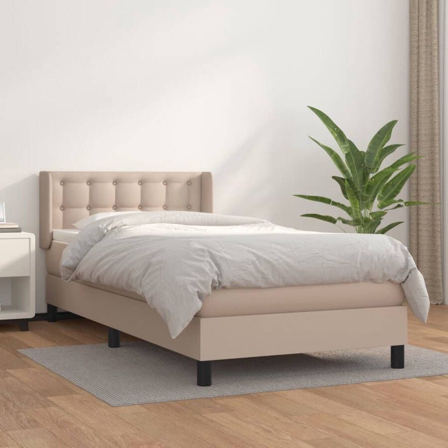 VidaXL -Boxspring-met-matras-kunstleer-cappuccinokleurig-80x200-cm - Foto 6