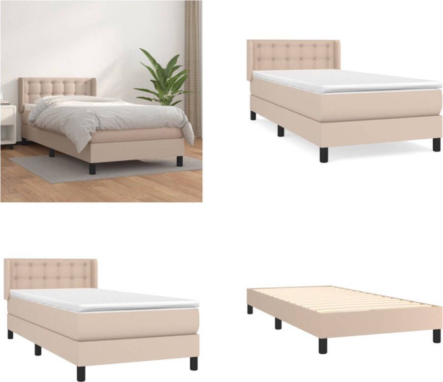 VidaXL Boxspring met matras kunstleer cappuccinokleurig 80x200 cm Boxspring Boxsprings Bed Slaapmeubel - Foto 3