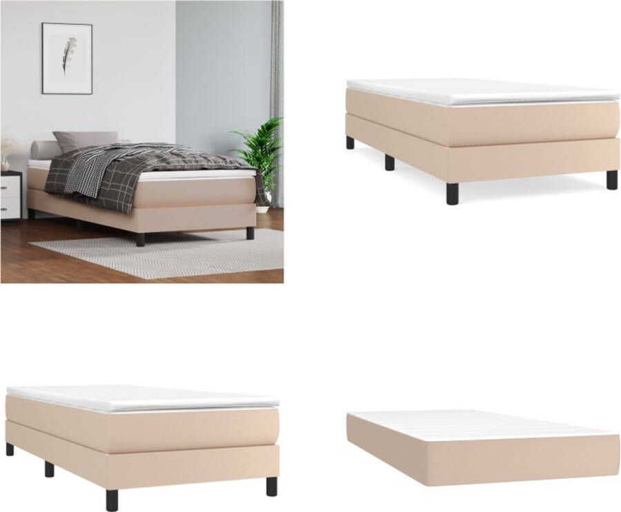 VidaXL Boxspring met matras kunstleer cappuccinokleurig 80x200 cm Boxspring Boxsprings Bed Slaapmeubel - Foto 2