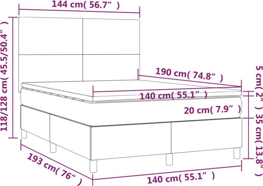 VidaXL -Boxspring-met-matras-kunstleer-crèmekleurig-140x190-cm - Foto 2