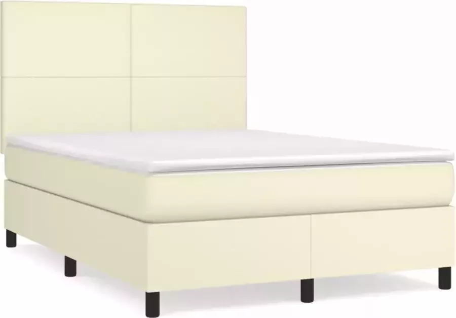 VidaXL -Boxspring-met-matras-kunstleer-crèmekleurig-140x190-cm - Foto 3