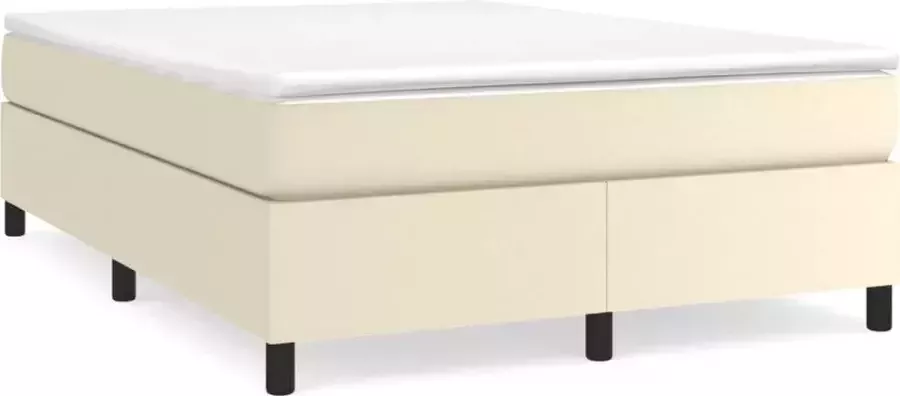 VidaXL -Boxspring-met-matras-kunstleer-crèmekleurig-140x190-cm - Foto 5